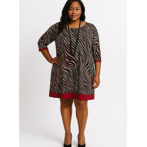 Madison Leigh 24W Bold Zebra Print Dress – Chic Fall Style - Picture 1 of 7